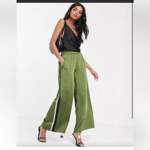 Lost INK olive green wide leg satin pants size small